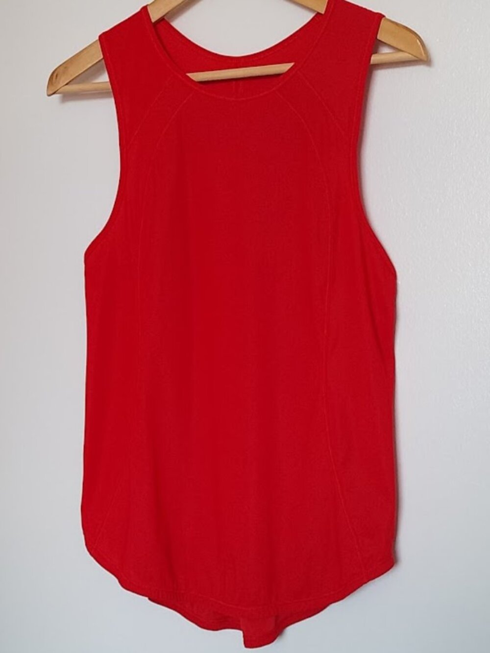 Lululemon Red Sculpt Tank Top with High/Low Hemline and Back Cut-Out